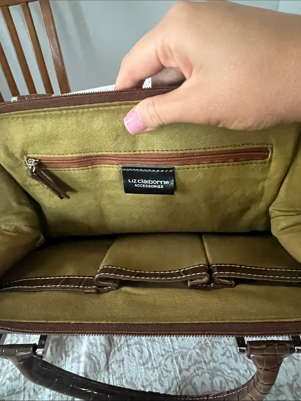 Liz Claiborne Brown Croc-Embossed Structured purse - Women Bags